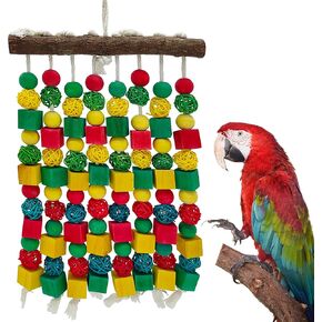 Bird Toys,Parrot Toys for Medium Large Birds,Natural Wooden Blocks Bird Chewing Toy,Parrot Cage Bite Toy,Suits for Parrots Parakeets Conures Macaws African Grey Cockatoos Amazon Parrots