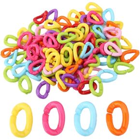 100Pcs Plastic Bird C Clips Hooks Chain Links DIY Parrot Toys Mix ColorLittle pet Toys