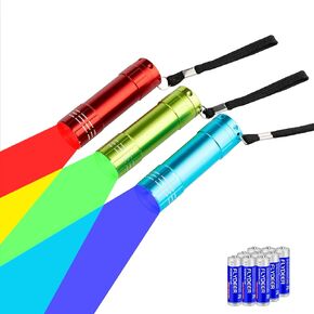 KunHe 3 Pack Small Mini Flashlights for Kids Party Favors Shadow Puppetry with Batteries Cheap LED Flash Lights Wedding Camping