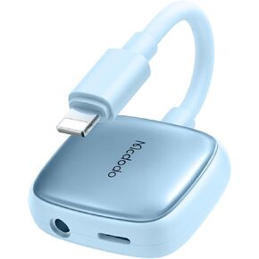 mcdodo Lightning to 3.5mm Audio Cable+Audio Charger Splitter,2 in 1 iPhone Headphone Digital Audio Adapter Aux Adapter for iPhone 14 13 12 11 XS XR X 8 7 iPad iPod（Blue）