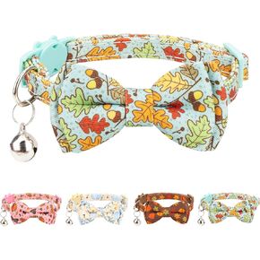 Cat Collar for Thanksgiving Day Bow Tie Bell Pumpkin Turkey Maple Leaf Boy Girl Kitten Safety [1pc] Maple Leaf A