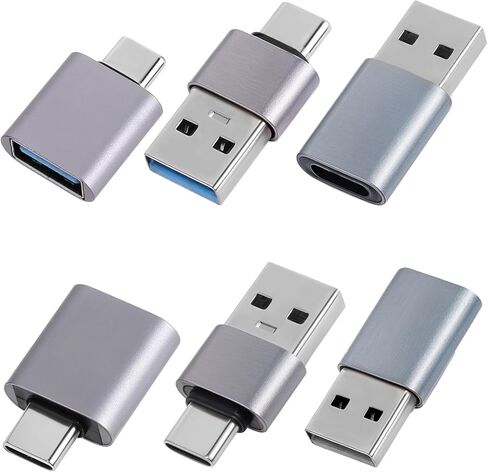 6PCS USB C Adapter Kit, USB Connectors and Adapters Type C, USB a Male to USB C Male, USB C to USB Adaptor for Mobile Phone Headsets and More USB C Devices in Saudi Arabia