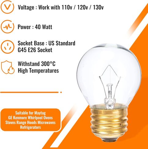 6 Pack Microwave Light Bulb 40 Watt 120V T8 Replacement Light Bulb E17 Standard Base Stove Light Bulbs Under Hood for Oven Stove Refrigerator Microwave in Saudi Arabia