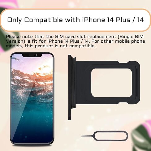 for iPhone 14 Plus Black SIM Tray Adapter Part for iPhone 14 Card Holder Single SIM Version 14Plus Card Slot Replacement Waterproof Rubber Ring SIM Ejector A2632 A2885 A2886 A2887 A2896 in Saudi Arabia