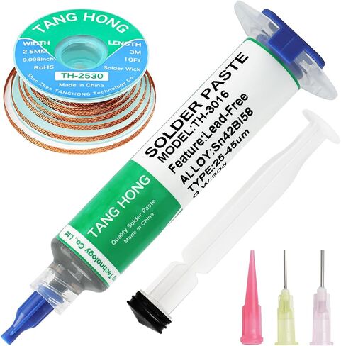 Solder Flux and Solder Paste Kit,10CC No Clean Solder Flux (1 PACK), Sn42%/Bi58% Lead Free Solder Paste 30g (1 PACK), 138℃ Solder Paste for Electronics,For Electronic Soldering in Saudi Arabia