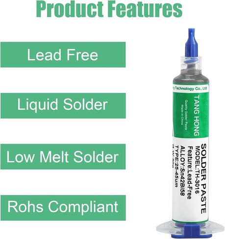Solder Flux and Solder Paste Kit,10CC No Clean Solder Flux (1 PACK), Sn42%/Bi58% Lead Free Solder Paste 30g (1 PACK), 138℃ Solder Paste for Electronics,For Electronic Soldering in Saudi Arabia