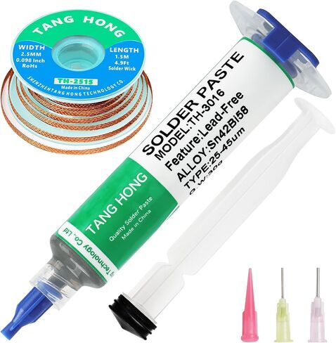 Solder Flux and Solder Paste Kit,10CC No Clean Solder Flux (1 PACK), Sn42%/Bi58% Lead Free Solder Paste 30g (1 PACK), 138℃ Solder Paste for Electronics,For Electronic Soldering in Saudi Arabia