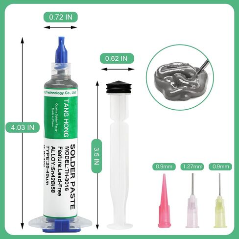 Solder Flux and Solder Paste Kit,10CC No Clean Solder Flux (1 PACK), Sn42%/Bi58% Lead Free Solder Paste 30g (1 PACK), 138℃ Solder Paste for Electronics,For Electronic Soldering in Saudi Arabia