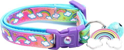 Stars, Suns, and Moons Cat Collar with Bell | Safety Breakaway Collar | Adjustable Large Size or Kitten Collar (Red & Gold Moon, Large(10lbs & Up)) in Kuwait