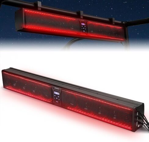KEMIMOTO 39 بوصة 10 سماعات ألومنيوم UTV Sound Bar مقاومة للماء ومزامنة الموسيقى وأضواء متعددة الألوان SxS مكبرات صوت Soundbar لـ UTV Golf Cart Marine مع شريط لفة 1.25 بوصة - 2 بوصة in Saudi Arabia