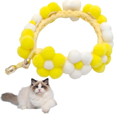 Cute Cat Bow Collar Breakaway Floral Aesthetic Cats Bowtie Collar with Bell Kitten Bow Tie for Indoor Cats and Small Dogs Puppies (Color1, M (7-13lbs)) in Saudi Arabia