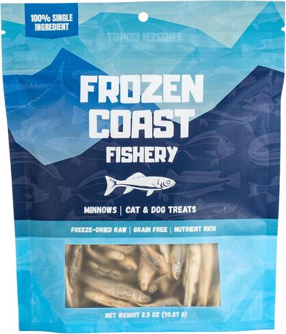 Frozen Coast Freeze-Dried Minnows Dog and Cat Treats-Single-Ingredient, All-Natural Fish, Grain-Free, High Protein Pet Treats, Sourced in The USA (2.5 oz Bag) in Saudi Arabia