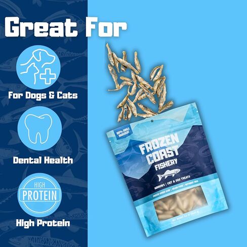Frozen Coast Freeze-Dried Minnows Dog and Cat Treats-Single-Ingredient, All-Natural Fish, Grain-Free, High Protein Pet Treats, Sourced in The USA (2.5 oz Bag) in Saudi Arabia