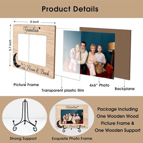 Family Picture Frame Grandchildren Are A Gift For God Picture Frame Wooden Picture Frame for 4x6 photo for Display on Table Top, Appreciation Gifts For Grandparents /18 in Saudi Arabia