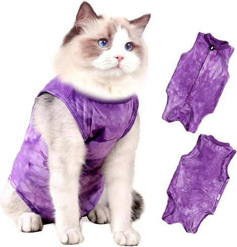 Cat Surgery Recovery Suit, Cat Onesie for Cats After Surgery Anti Licking Wounds, Cat Outfit E-Collar Alternative for Cats Spay Recovery Suit Female and Male, Tie Dye Cats Shirt Clothes in Saudi Arabia
