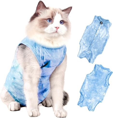 Cat Surgery Recovery Suit, Cat Onesie for Cats After Surgery Anti Licking Wounds, Cat Outfit E-Collar Alternative for Cats Spay Recovery Suit Female and Male, Tie Dye Cats Shirt Clothes in Saudi Arabia