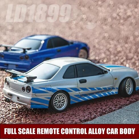 LD1899 1/18 RC Drift Car GTR R34 2.4GHz RWD with Gyroscope on-Road Alloy Body Shell Racing Cars Radio Control (Blue) in Saudi Arabia