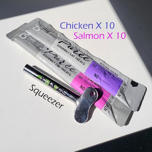 Squeezer & Cat Puree Box. Pure Balance Puree Gourmet Cat Treats Real Chicken and Salmon Grain Free (20 Tubes) in Saudi Arabia