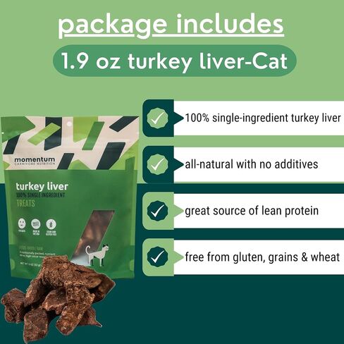 Momentum Carnivore Nutrition Freeze-Dried Turkey Liver – Single-Ingredient Raw Cat Treats – High-Protein, Grain-Free Snacks – 1.9 oz Bag in Saudi Arabia