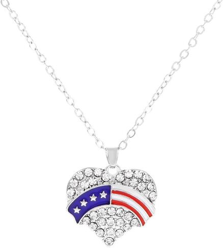 tenghong2021 4th of July Necklace for Women Man Fourth of July Accessories Red White and Blue Necklace American Patriotic Flag Stars & Stripes Memorial Day Veterans' Presidents' Day Jewelry in Saudi Arabia