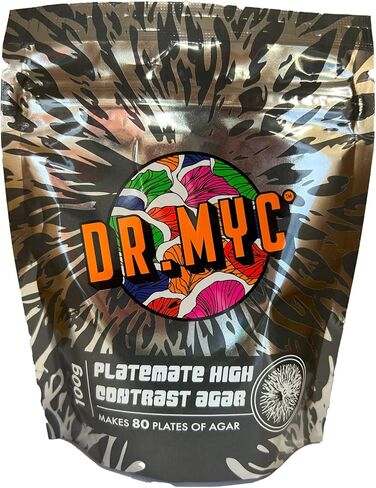 DrMyc.com Platemate "High Contrast" MYC Agar (Malt Extract, Yeast, Carbon) for Wood & Dung Loving Fungi. Complete with Step-by-Step Instructions. Designed for dung & wood lovers. Makes 80-120 plates. in Saudi Arabia