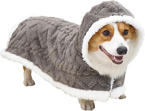 Dog Cape Blanket for Small, Medium Dogs, Hood Coats for Pets, Dog Robes with Hood Grey Large in Saudi Arabia