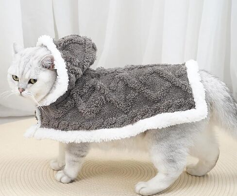 Dog Cape Blanket for Small, Medium Dogs, Hood Coats for Pets, Dog Robes with Hood Grey Large in Saudi Arabia