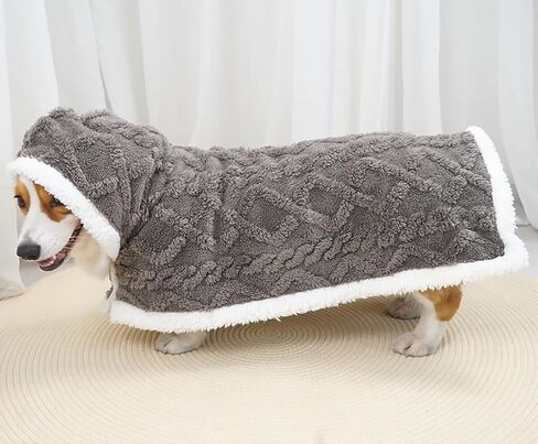 Dog Cape Blanket for Small, Medium Dogs, Hood Coats for Pets, Dog Robes with Hood Grey Large in Saudi Arabia