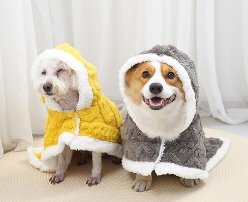 Dog Cape Blanket for Small, Medium Dogs, Hood Coats for Pets, Dog Robes with Hood Grey Large in Saudi Arabia