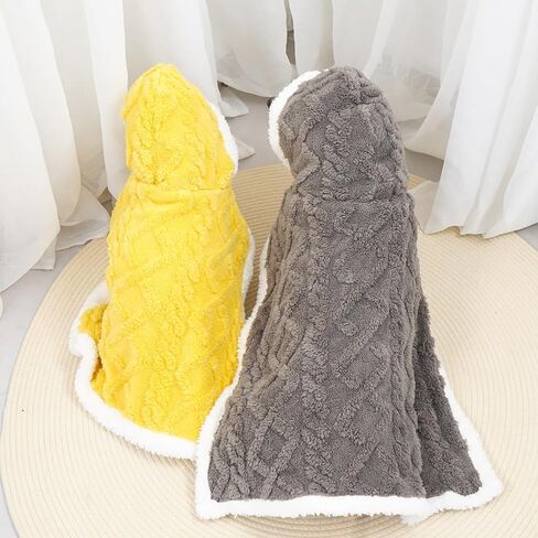 Dog Cape Blanket for Small, Medium Dogs, Hood Coats for Pets, Dog Robes with Hood Grey Large in Saudi Arabia