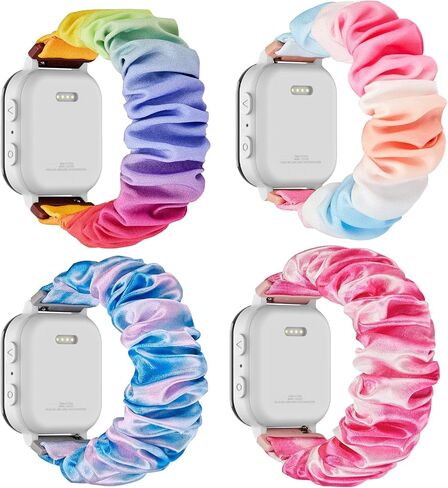 4 Pack Kids Scrunchie Bands Compatible with Gizmo Watch 3 2 1/Gabb Watch 3e 3 2 1/SyncUP Watch/Cosmo Jr Track Watch, 20mm Stretchy Solo Loop Cute Replacment Bands for Boys & Girls in Saudi Arabia