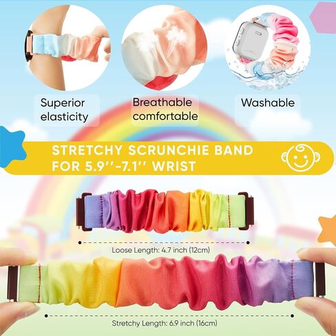 4 Pack Kids Scrunchie Bands Compatible with Gizmo Watch 3 2 1/Gabb Watch 3e 3 2 1/SyncUP Watch/Cosmo Jr Track Watch, 20mm Stretchy Solo Loop Cute Replacment Bands for Boys & Girls in Saudi Arabia