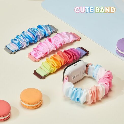 4 Pack Kids Scrunchie Bands Compatible with Gizmo Watch 3 2 1/Gabb Watch 3e 3 2 1/SyncUP Watch/Cosmo Jr Track Watch, 20mm Stretchy Solo Loop Cute Replacment Bands for Boys & Girls in Saudi Arabia