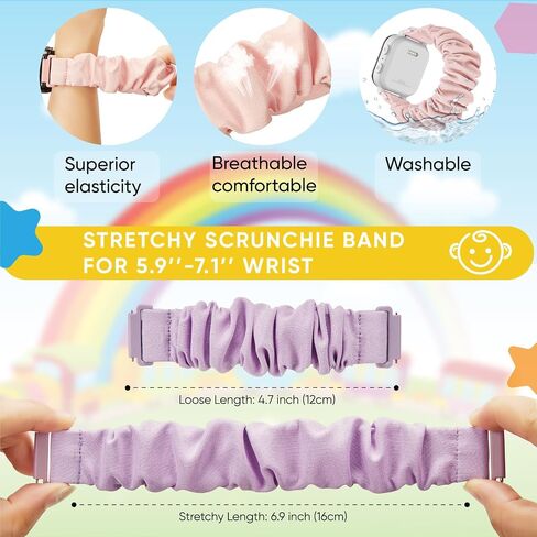 4 Pack Kids Scrunchie Bands Compatible with Gizmo Watch 3 2 1/Gabb Watch 3e 3 2 1/SyncUP Watch/Cosmo Jr Track Watch, 20mm Stretchy Solo Loop Cute Replacment Bands for Boys & Girls in Saudi Arabia