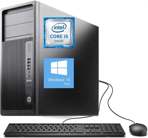 كمبيوتر مكتبي HP Z240 Tower Workstation للألعاب، Core i5-6500 3.2 جيجا هرتز حتى 3.6 جيجا هرتز، 32 جيجا بايت DDR4 RAM، 512 جيجا SSD، DisplayPort، WiFi، Bluetooth، لوحة مفاتيح سلكية وماوس، Windows 10 Pro (متجدد) in Kuwait