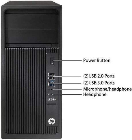 كمبيوتر مكتبي HP Z240 Tower Workstation للألعاب، Core i5-6500 3.2 جيجا هرتز حتى 3.6 جيجا هرتز، 32 جيجا بايت DDR4 RAM، 512 جيجا SSD، DisplayPort، WiFi، Bluetooth، لوحة مفاتيح سلكية وماوس، Windows 10 Pro (متجدد) in Kuwait