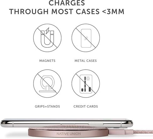 Native Union Classic Leather Wireless Charger – High-Speed [Qi Certified] 10W Handcrafted Italian Leather Charging pad – Compatible with iPhone 12/12 Pro/12 Pro Max/12 mini/11/11 Pro/11 Pro Max (Tan) in Kuwait