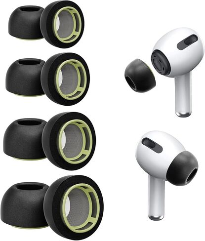 Replacement Ear Tips for AirPods Pro and AirPods Pro 2, Memory Foam Ear Tips with Noise Reduction Hole, No Silicone Eartips Pain for AirPods Pro Ear Bus, Fit in The Charging Case(XS/S/M/L) in Kuwait