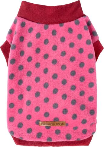 Fitwarm Fleece Polka Dot Dog Sweater, Cozy Dog Winter Clothes for Small Dogs Boy Girl, Dog Cold Weather Fleece Sweater, Doggy Pullover Jumper, Pet Outfit, Light Grey, Dark Grey, White, Medium in Kuwait