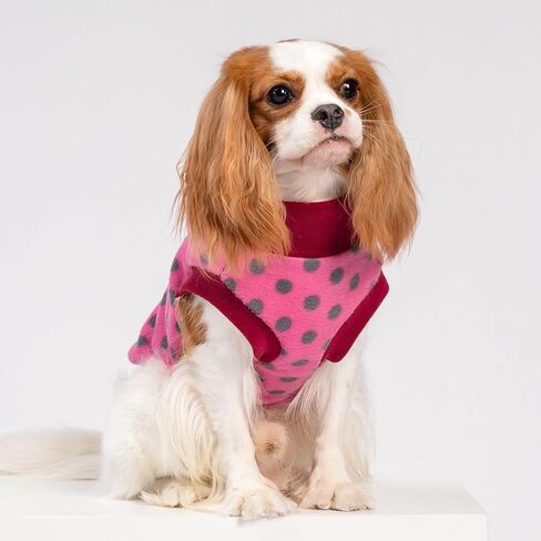 Fitwarm Fleece Polka Dot Dog Sweater, Cozy Dog Winter Clothes for Small Dogs Boy Girl, Dog Cold Weather Fleece Sweater, Doggy Pullover Jumper, Pet Outfit, Light Grey, Dark Grey, White, Medium in Kuwait