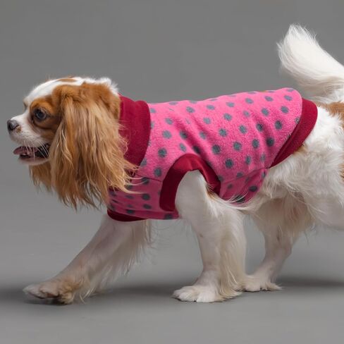 Fitwarm Fleece Polka Dot Dog Sweater, Cozy Dog Winter Clothes for Small Dogs Boy Girl, Dog Cold Weather Fleece Sweater, Doggy Pullover Jumper, Pet Outfit, Light Grey, Dark Grey, White, Medium in Kuwait