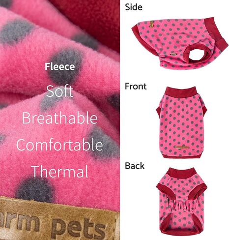 Fitwarm Fleece Polka Dot Dog Sweater, Cozy Dog Winter Clothes for Small Dogs Boy Girl, Dog Cold Weather Fleece Sweater, Doggy Pullover Jumper, Pet Outfit, Light Grey, Dark Grey, White, Medium in Kuwait