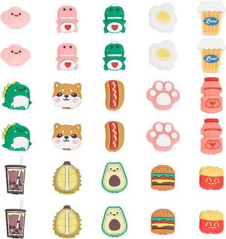 30 Pcs 15 Styles Cartoon Silicone Cable Protectors, Food Theme Charger Cable Saver Charging Protector and Cord Holder Phone Accessory for Phone in Saudi Arabia