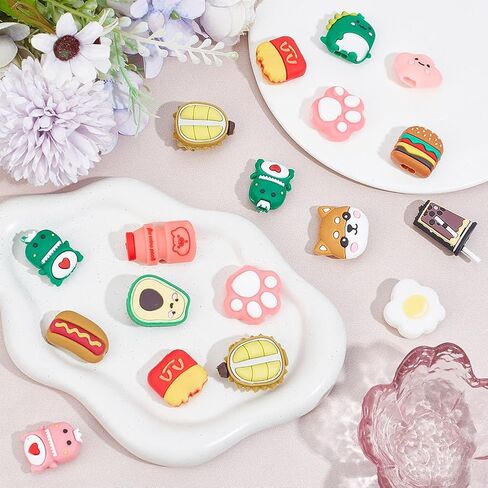 30 Pcs 15 Styles Cartoon Silicone Cable Protectors, Food Theme Charger Cable Saver Charging Protector and Cord Holder Phone Accessory for Phone in Saudi Arabia
