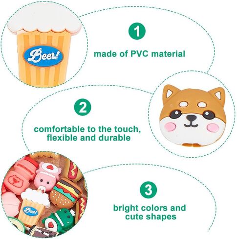 30 Pcs 15 Styles Cartoon Silicone Cable Protectors, Food Theme Charger Cable Saver Charging Protector and Cord Holder Phone Accessory for Phone in Saudi Arabia