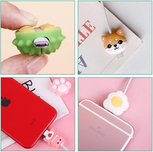 30 Pcs 15 Styles Cartoon Silicone Cable Protectors, Food Theme Charger Cable Saver Charging Protector and Cord Holder Phone Accessory for Phone in Saudi Arabia