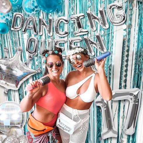 37 PCS Dancing Queen 17 Balloons Dancing Queen Mamma Mia Party Decorations 17 Birthday Party Decoration Sliver Blue 17 Birthday Decoration Mamma Mia Party Supplies in Kuwait