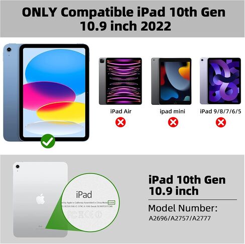 حافظة لوحة المفاتيح GOKOCO لجهاز iPad الجيل العاشر 10.9 بوصة، حامل عمودي/أرضي قابل للتعديل، حافظة حامل منفصلة مغناطيسية مع لوحة مفاتيح بإضاءة خلفية للوحة التتبع متعددة اللمس لجهاز iPad 10 10.9 بوصة 2022- أزرق داكن in Saudi Arabia