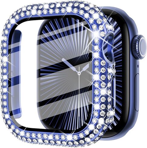 Fullife Bling Case for Apple Watch Series 10 Screen Protector 42mm, Women Glitter Diamond Rhinestone Bumper Face Cover Hard PC Protective Frame for iWatch Accessories S10 (42mm, Gold in Kuwait