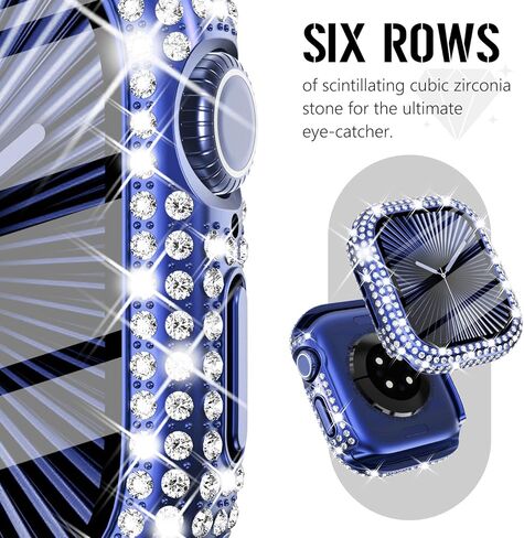 Fullife Bling Case for Apple Watch Series 10 Screen Protector 42mm, Women Glitter Diamond Rhinestone Bumper Face Cover Hard PC Protective Frame for iWatch Accessories S10 (42mm, Gold in Kuwait